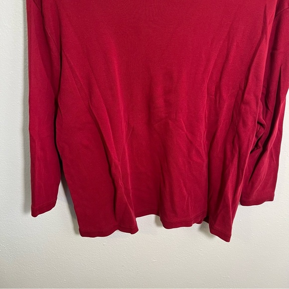 Karen Scott Boatneck T-Shirt Red Embroidered Floral L - Picture 8 of 9